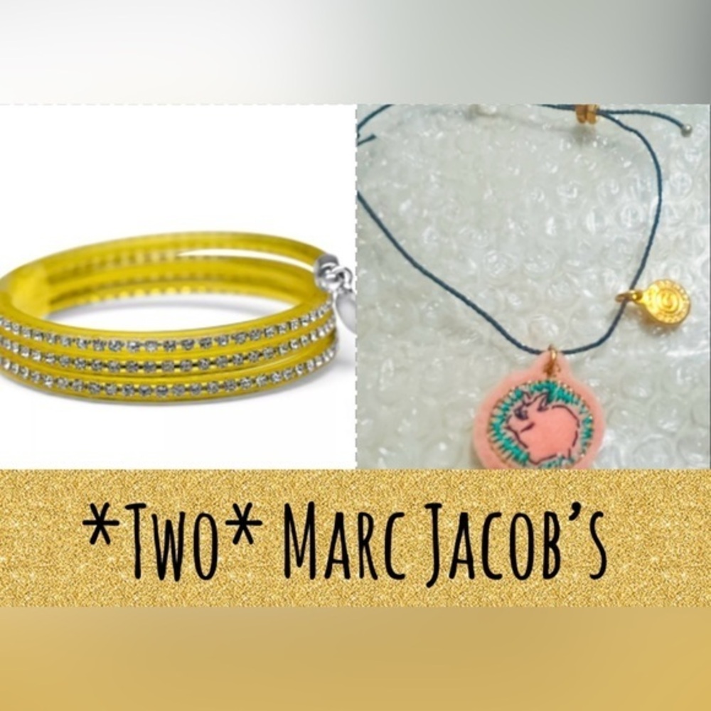 Two Marc by Marc Jacob’s Bracelets Diamond Look Yellow Rabbit Bunny Easter Pink